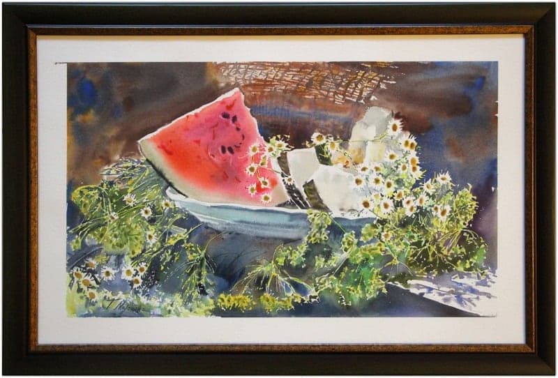 Praca „Martwa natura z arbuzem” autorstwa Tatiana Majewska