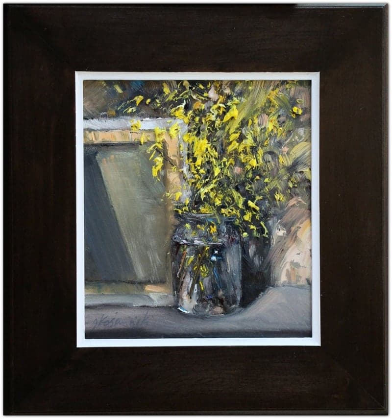 Praca „Forsycja w słoiku” autorstwa Jacek Kośmiński