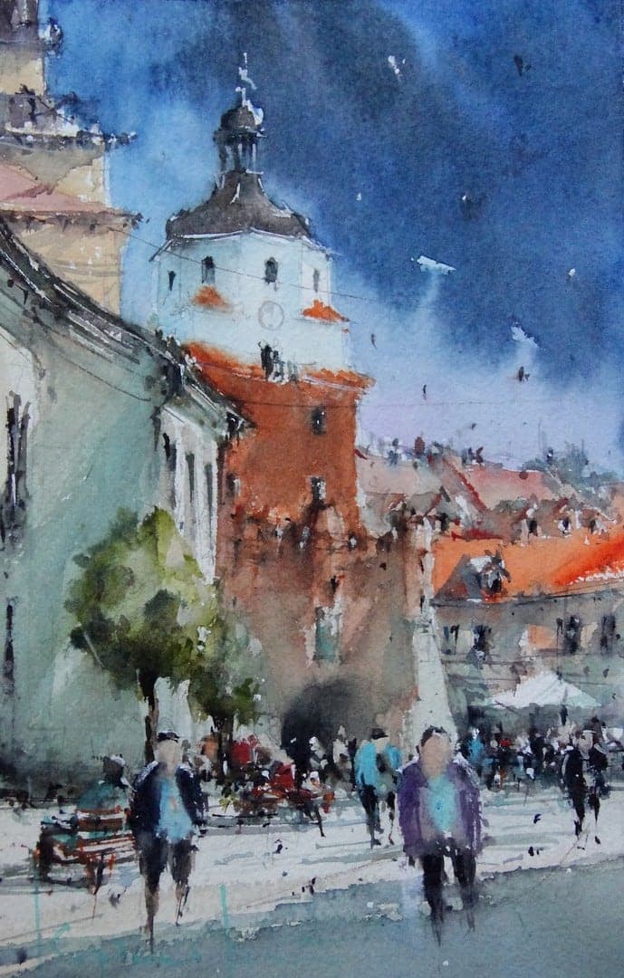 Praca „Na Placu Łokietka w Lublinie” autorstwa Kazimierz Kraczoń